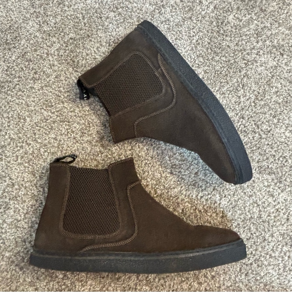 ANTHONY VEER Mens‎ Brown Hills Almond Toe Suede Leather Chelsea Boots 11 - Picture 2 of 5